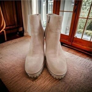 Vince Camuto Leather Suede Erina Platform Boots Booties Truffle Taupe Size 10
